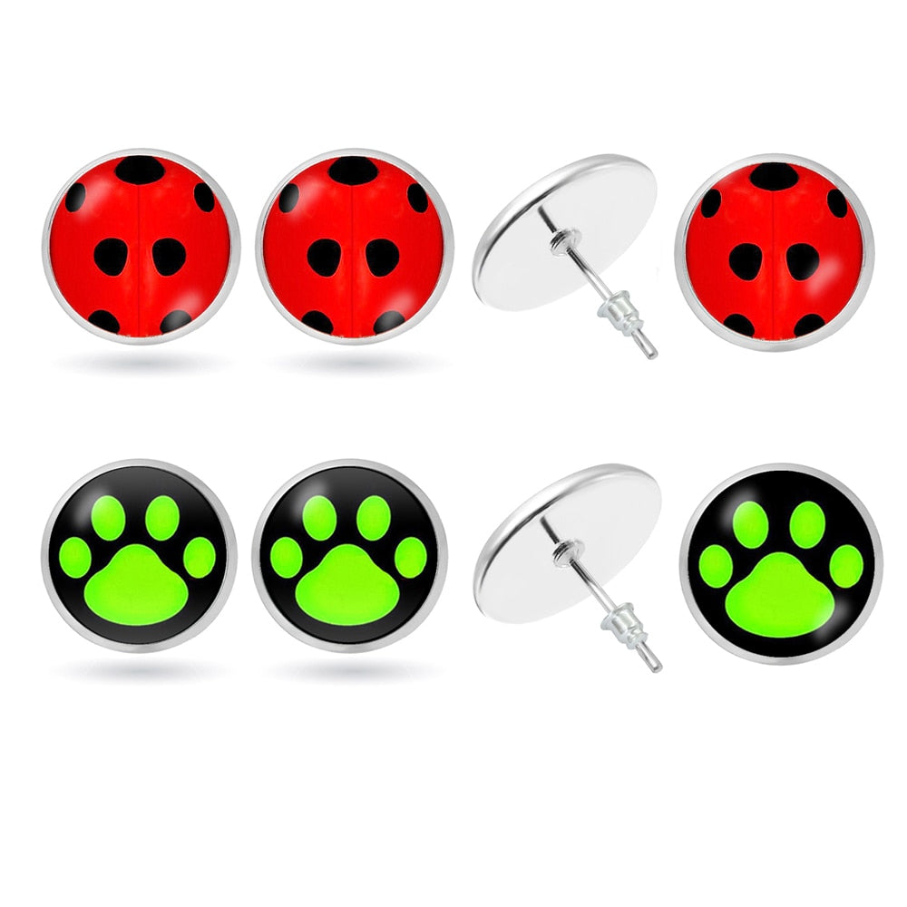 Ladybug & Cat Noir Stud Earrings