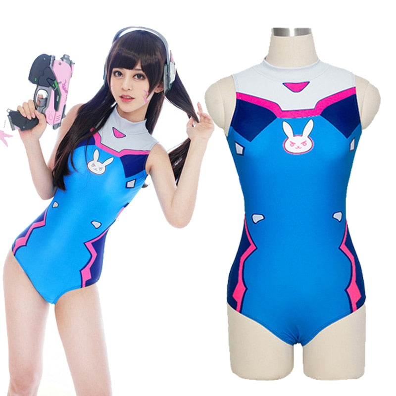 Game D.VA Cosplay  Swimwear Bathing Suit