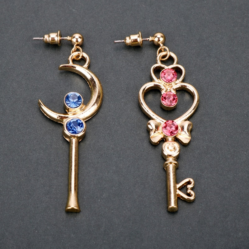 Sailor Moon Magic Wand Key Shape Stud Earrings